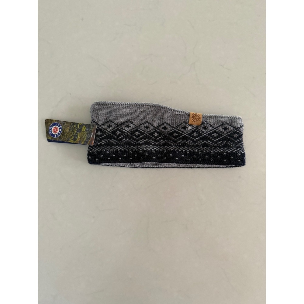 Icewear Iceland Knit Headband Nordic Fair Isle Wool Blend Fleece Lined Grey Navy